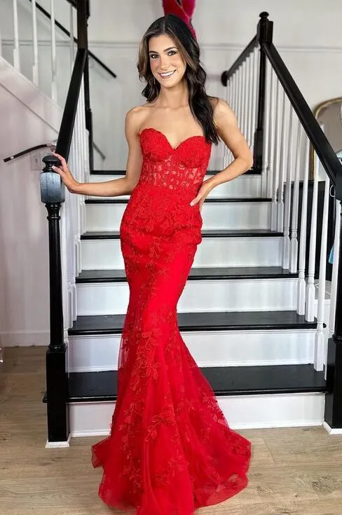 2023 Sexy Red Prom Dresses Long