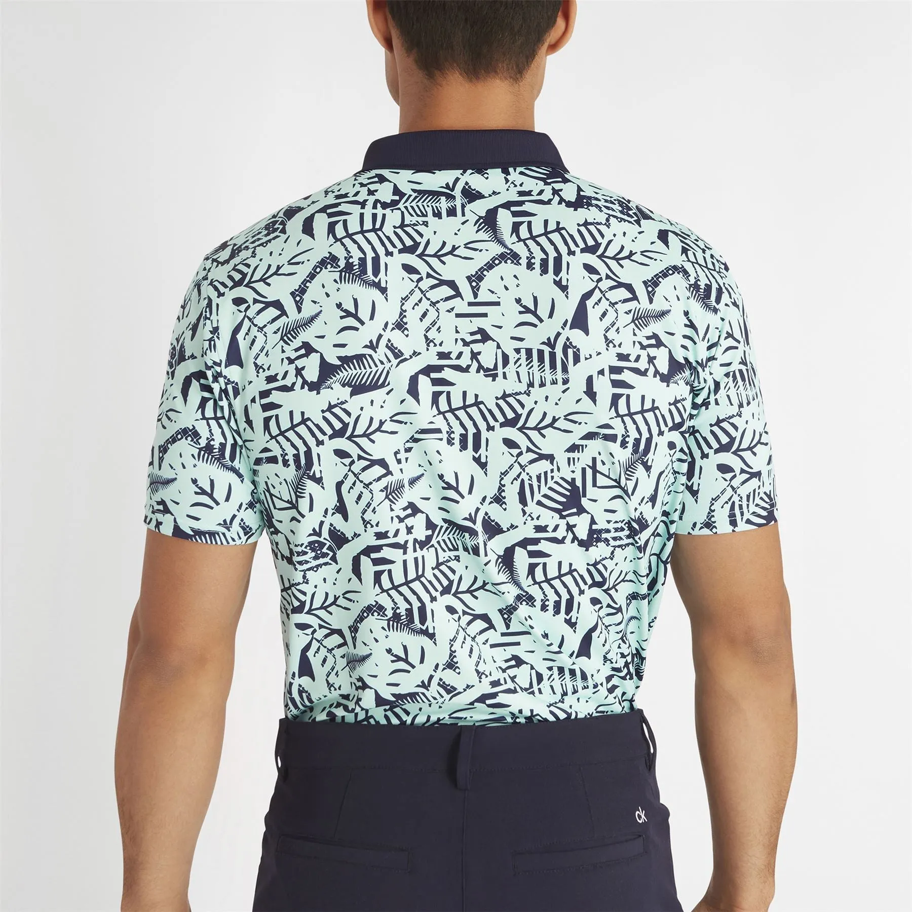 Abstract Print Stretch Polo Aqua Blue - SS24