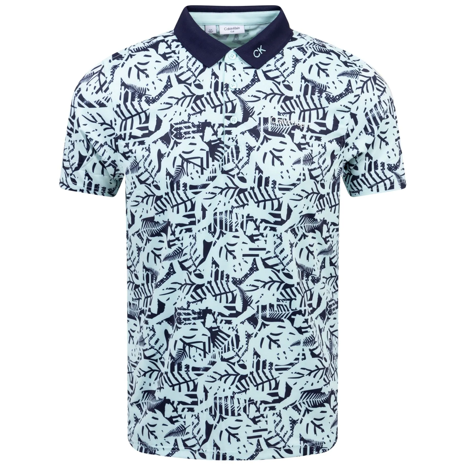 Abstract Print Stretch Polo Aqua Blue - SS24