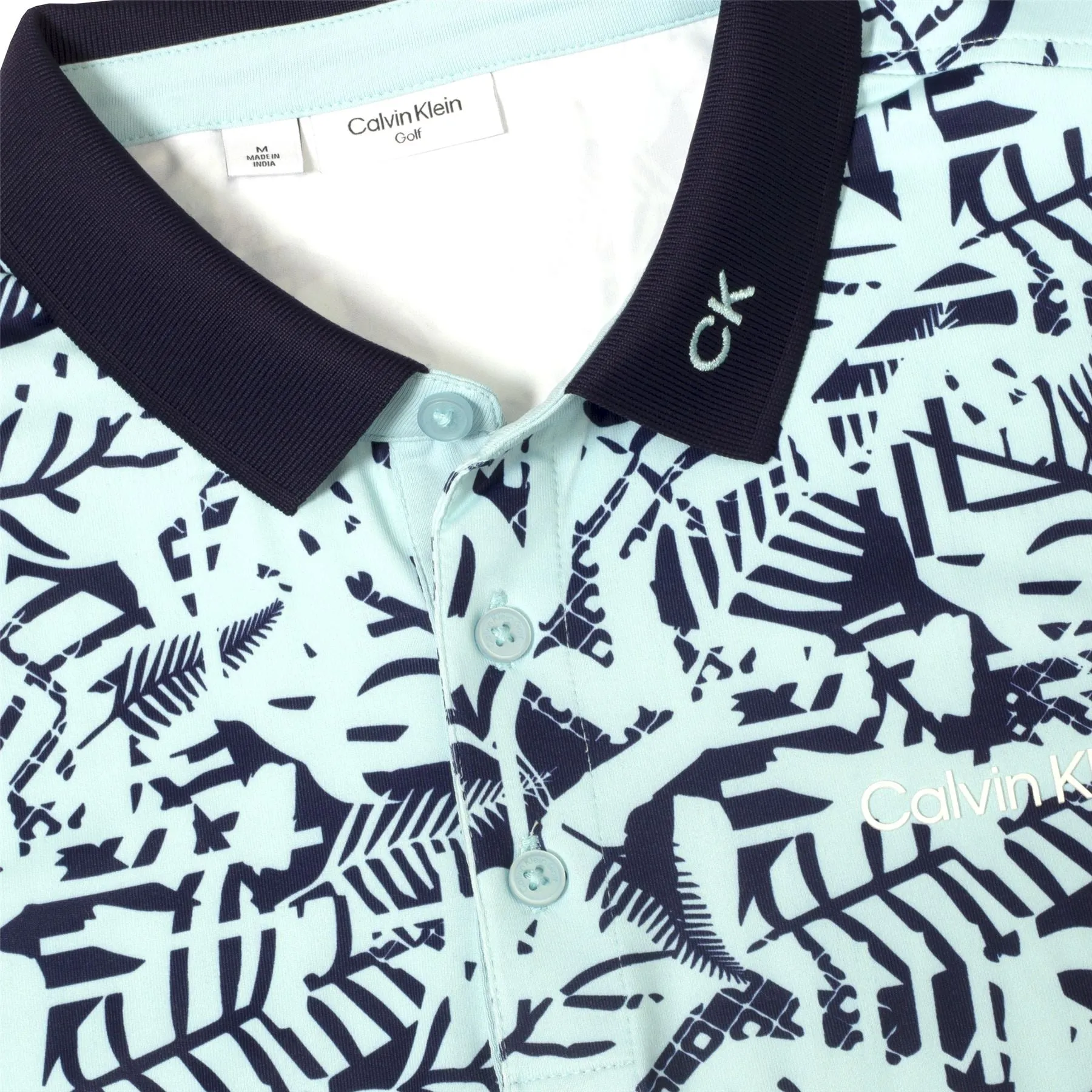 Abstract Print Stretch Polo Aqua Blue - SS24