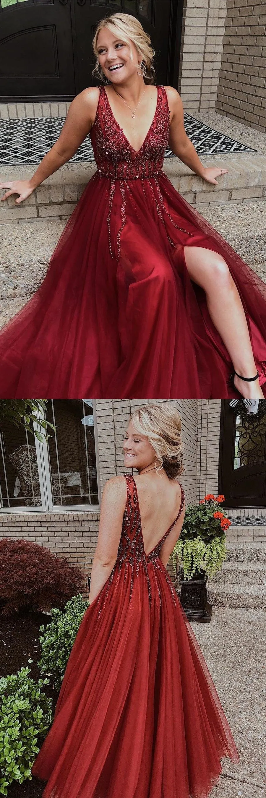 Affordable Prom Dress with Split, Prom Dresses, Evening Dress, Dance Dress, Graduation School Party Gown, PC0365