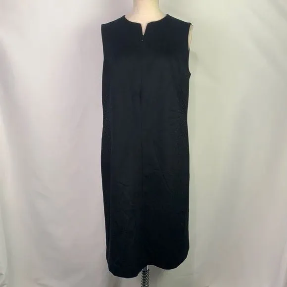 AkrisPuntoblack sleeveless dress with beaded ribbed waist