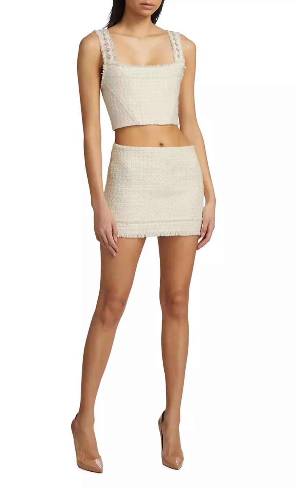 Alice   Olivia - Ecenia Mini Skirt - Off White