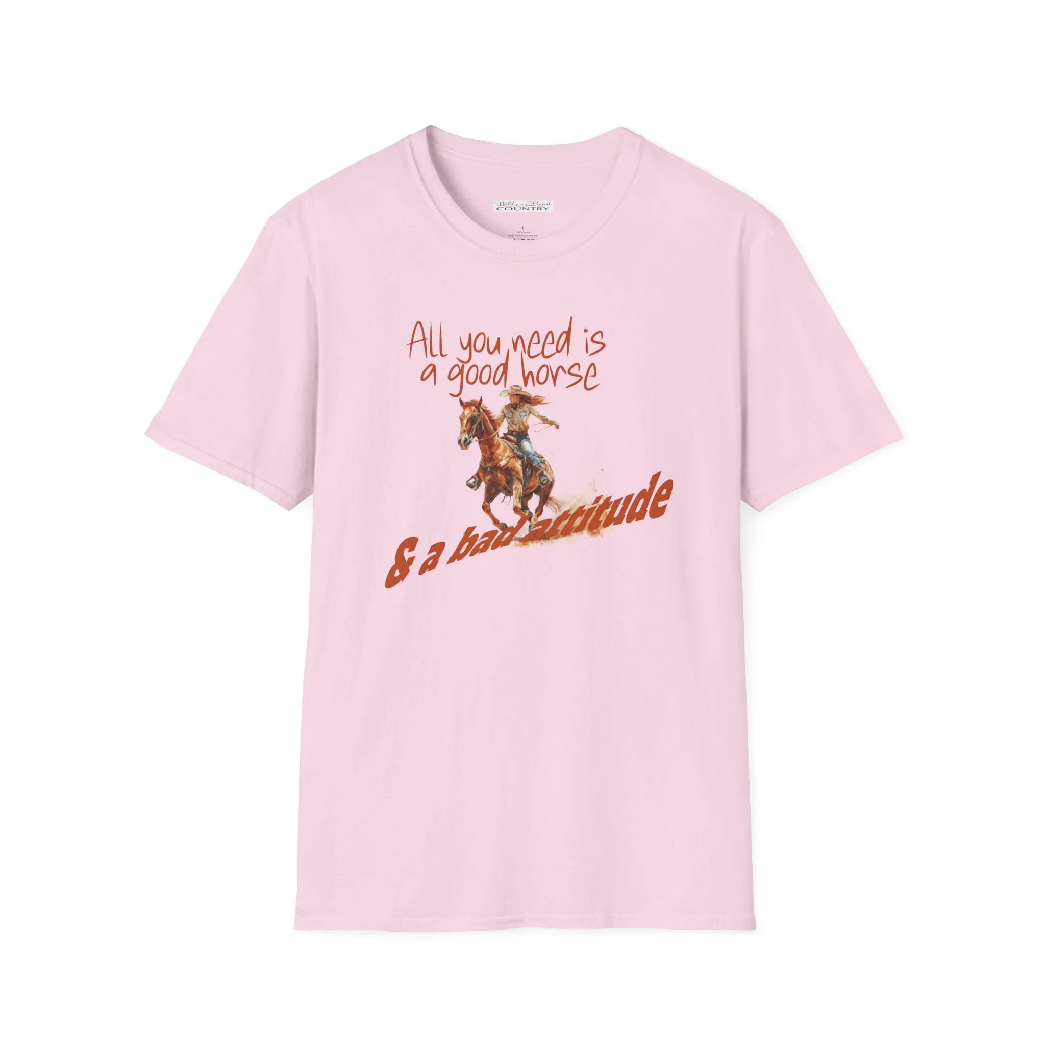 All you need is a good horse and a Bad Attitude T Shirt, Country Shirt, Western T-shirt, Horse tee, Cowgirl Shirt