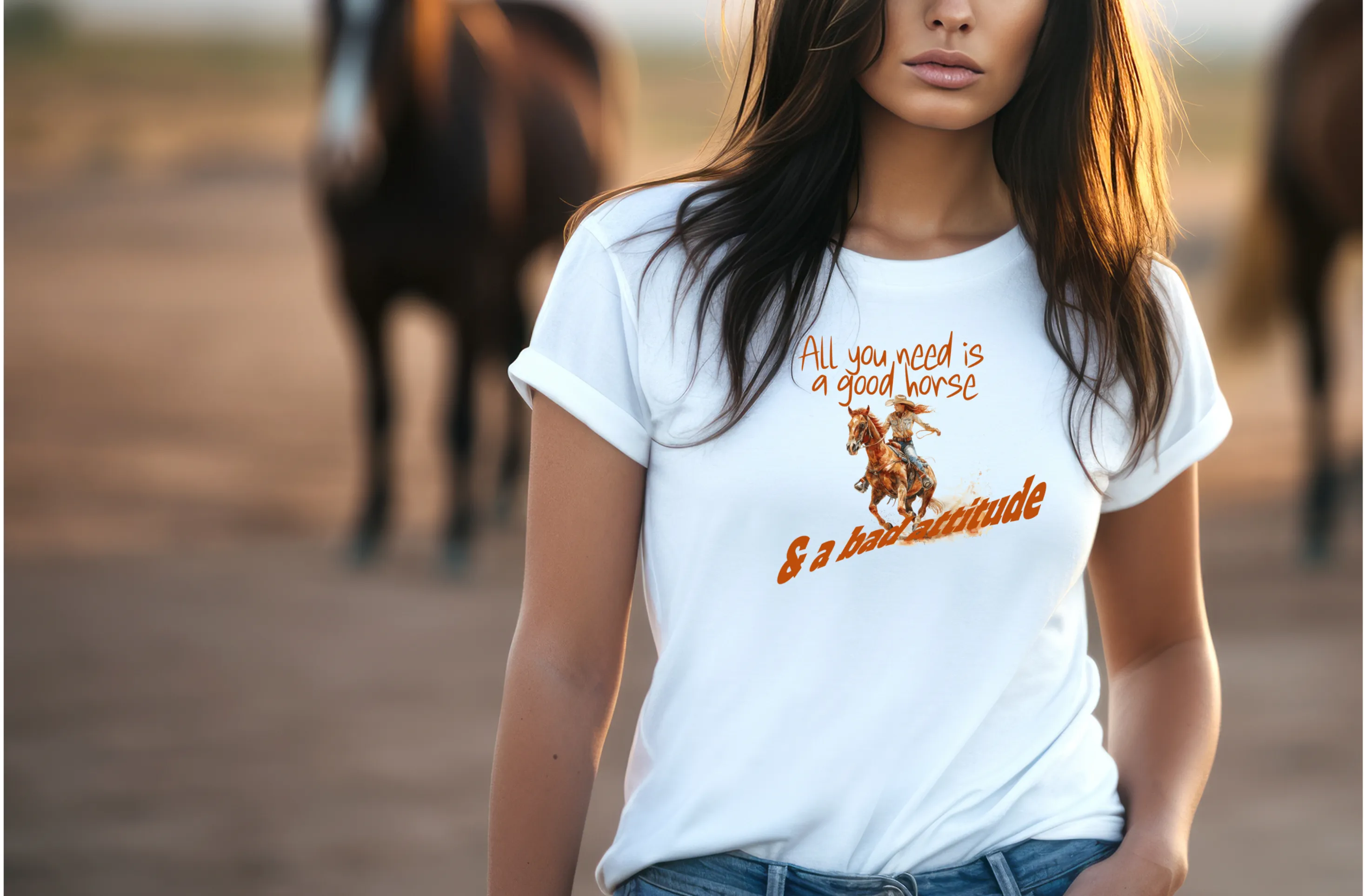 All you need is a good horse and a Bad Attitude T Shirt, Country Shirt, Western T-shirt, Horse tee, Cowgirl Shirt