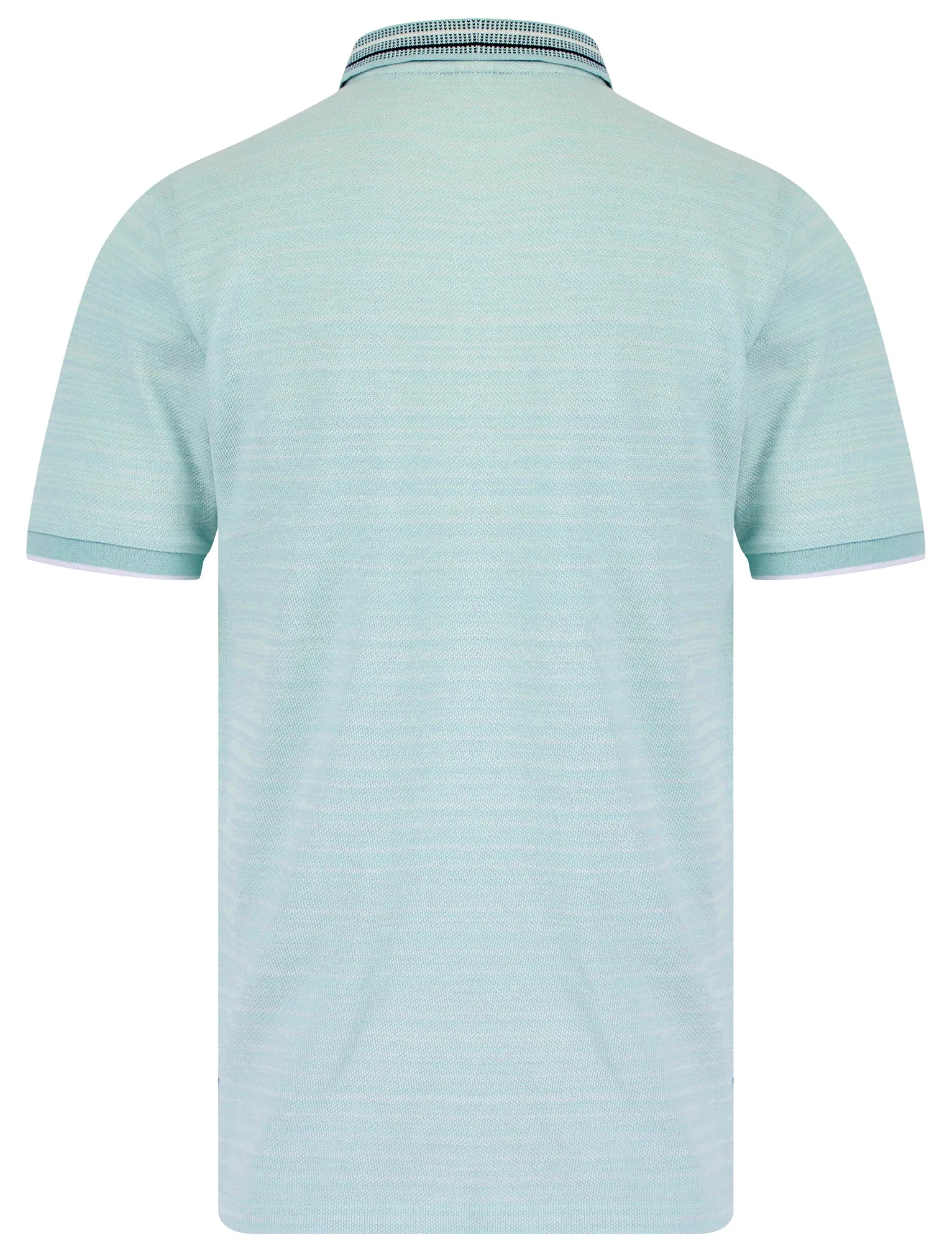 Avets Woven Jacquard Jersey Striped Cotton Polo Shirt with Tipping in Cloud Blue - Tokyo Laundry