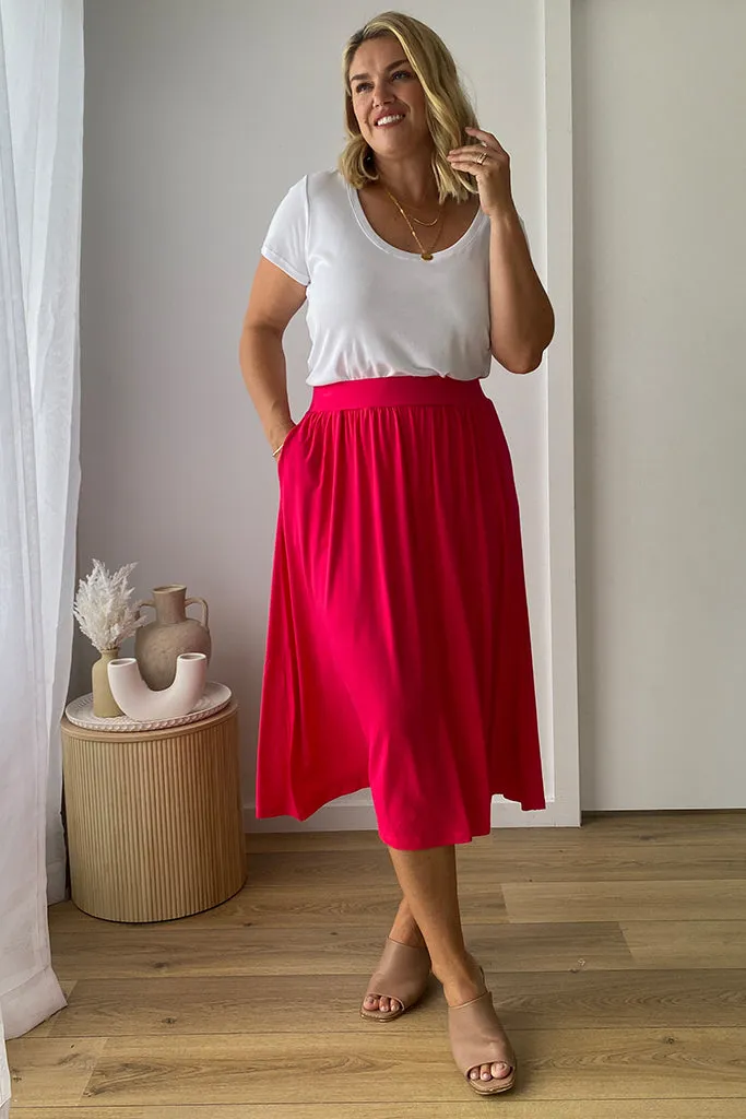 Bamboo Midi Skirt - Magenta