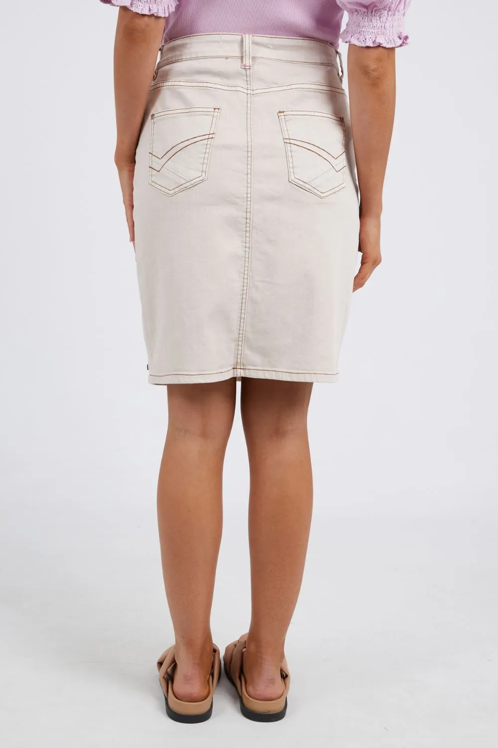 Belle Denim Skirt | Oat/Tan Stitch