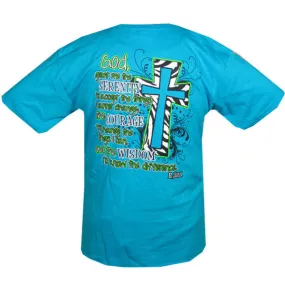 Bjaxx Serenity Zebra Cross Turquiose Christian Girlie Bright T Shirt