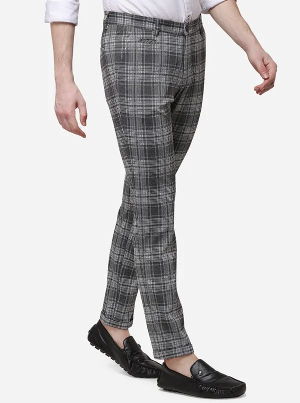 Black & Grey Printed Venice Fit Casual Trouser | JadeBlue