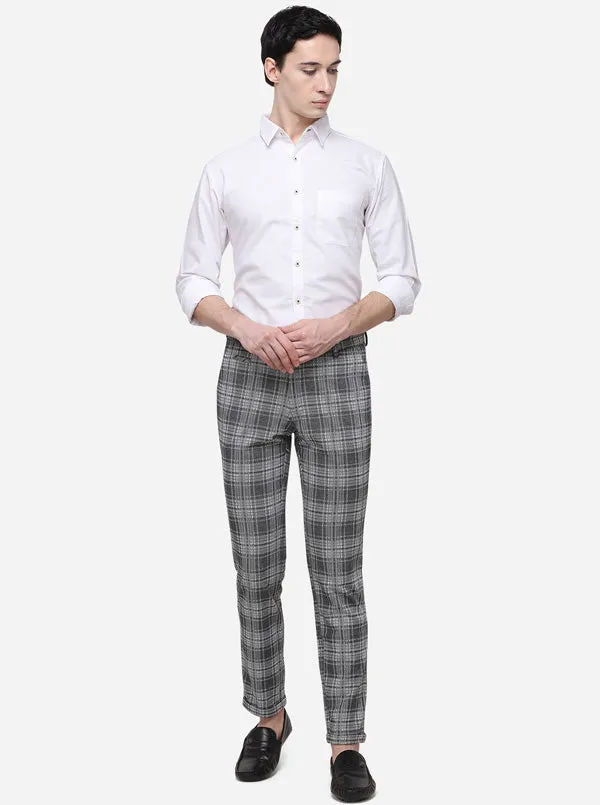 Black & Grey Printed Venice Fit Casual Trouser | JadeBlue