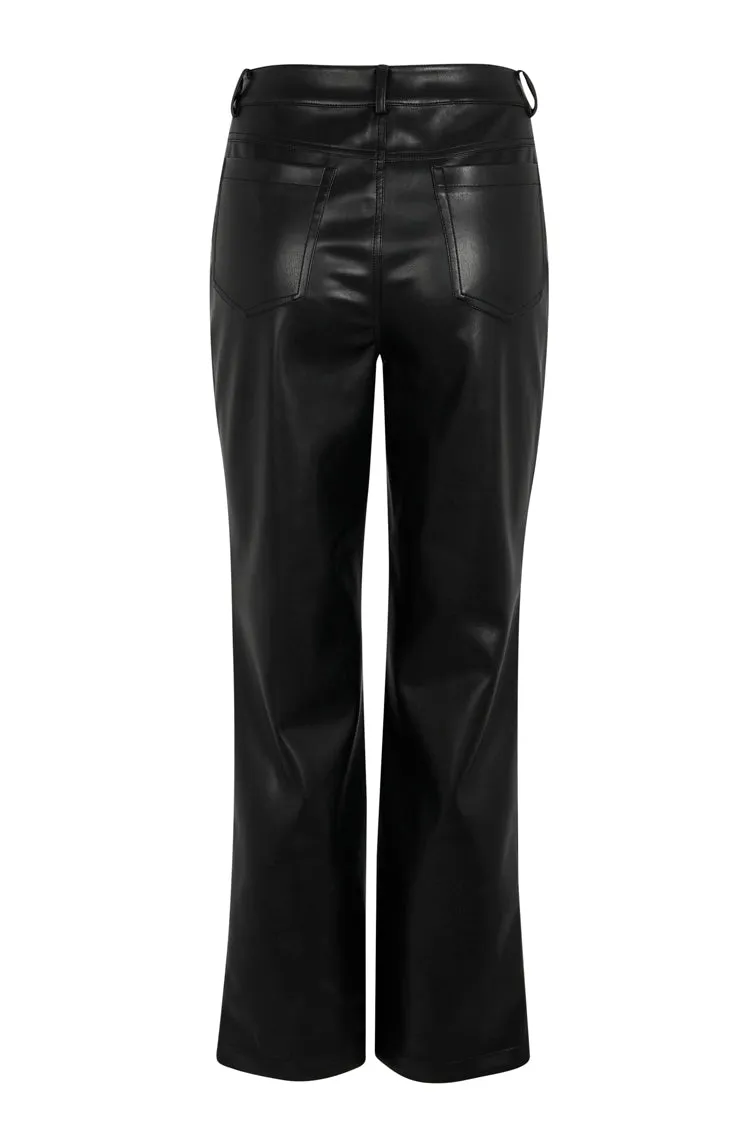 Black Vegan Leather Trousers