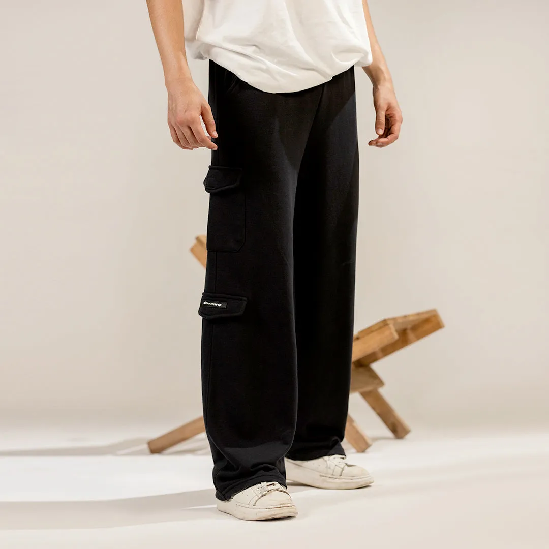 Black Wide Leg Cargo Trouser