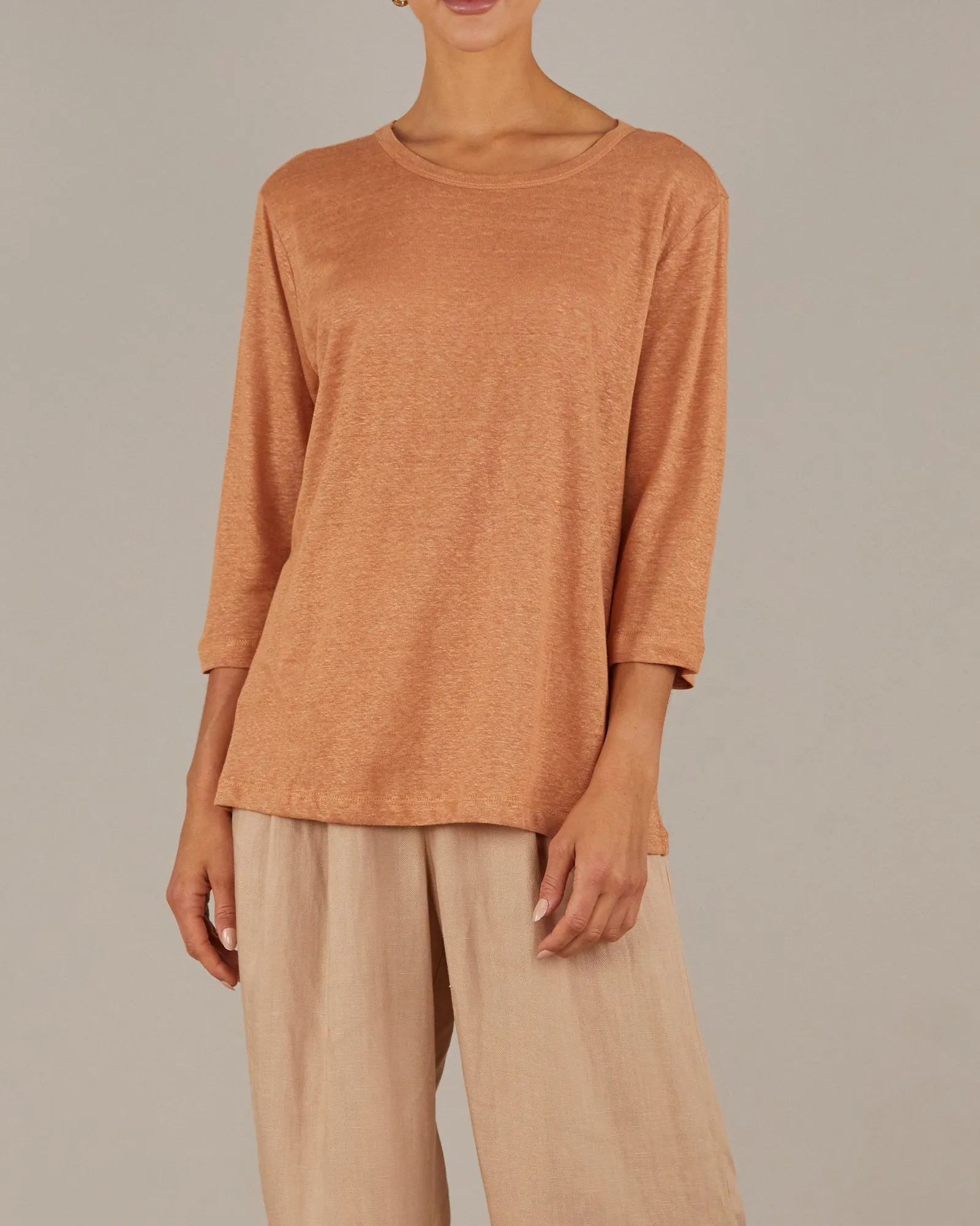 Bronte Linen Jersey Top - Rust