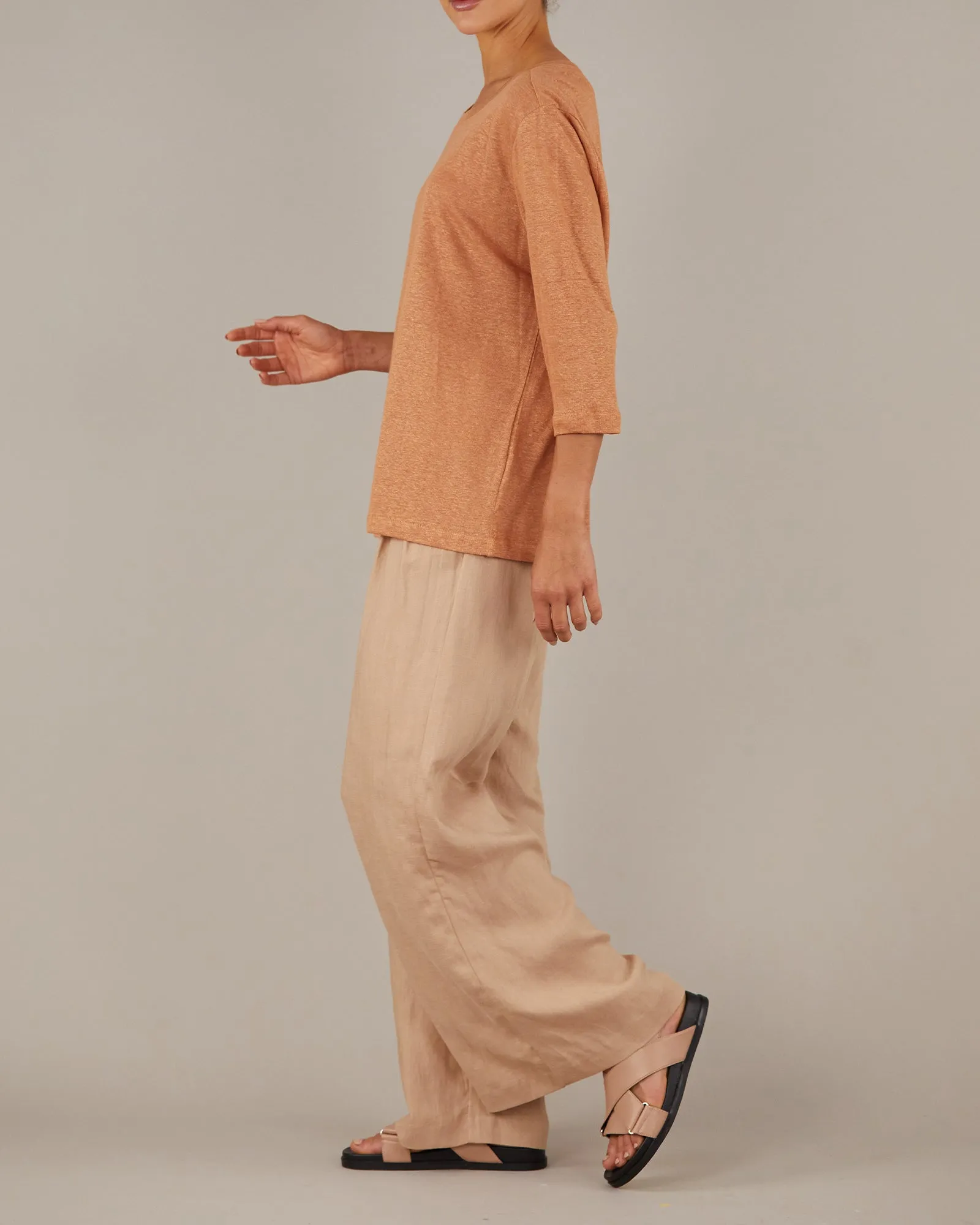 Bronte Linen Jersey Top - Rust