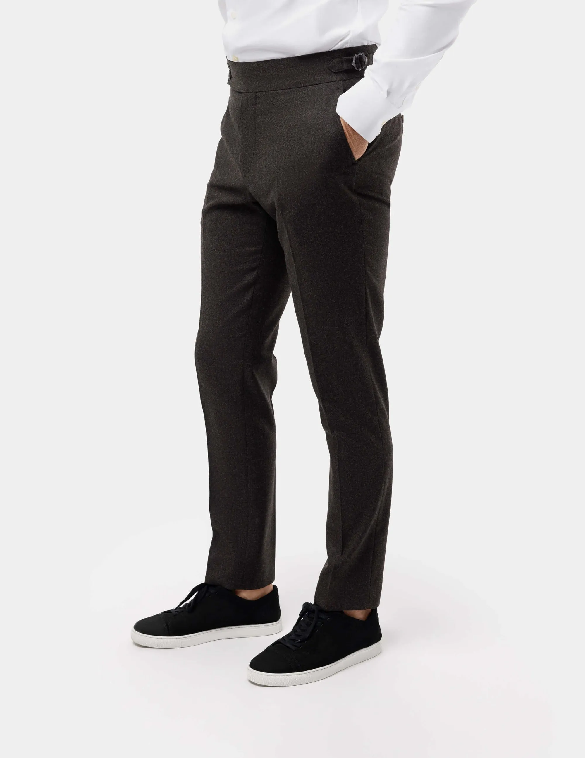 Brown Wool Trousers Double Button