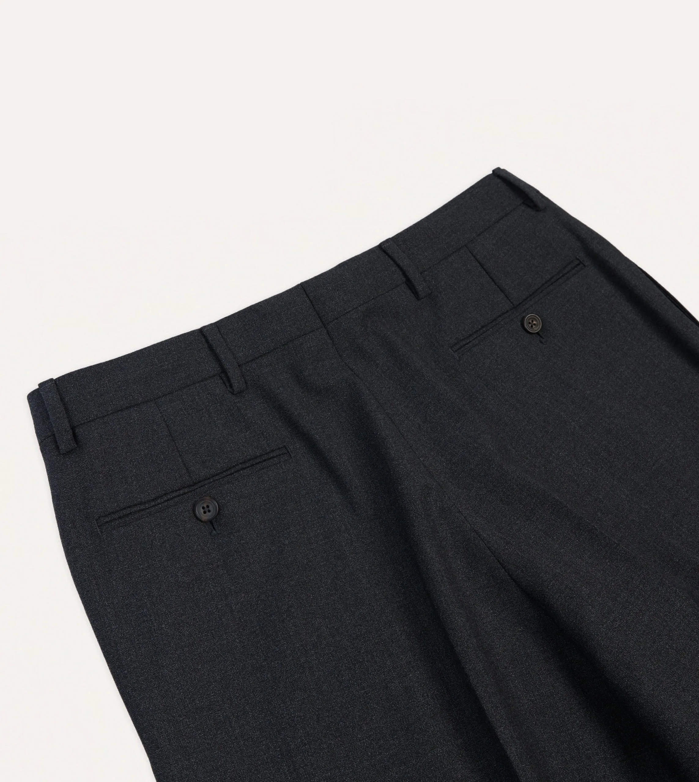 Charcoal Tropical Wool Flat Front Trouser