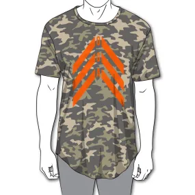 Chevron Icon Drop Tail UNISEX Graphic Tee - Khaki Camo