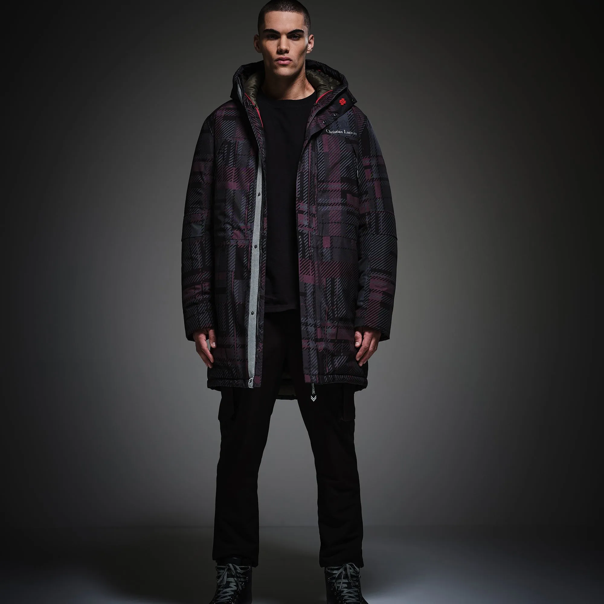 Christian Lacroix - Men's Long Waterproof Jacket | Tartan Print