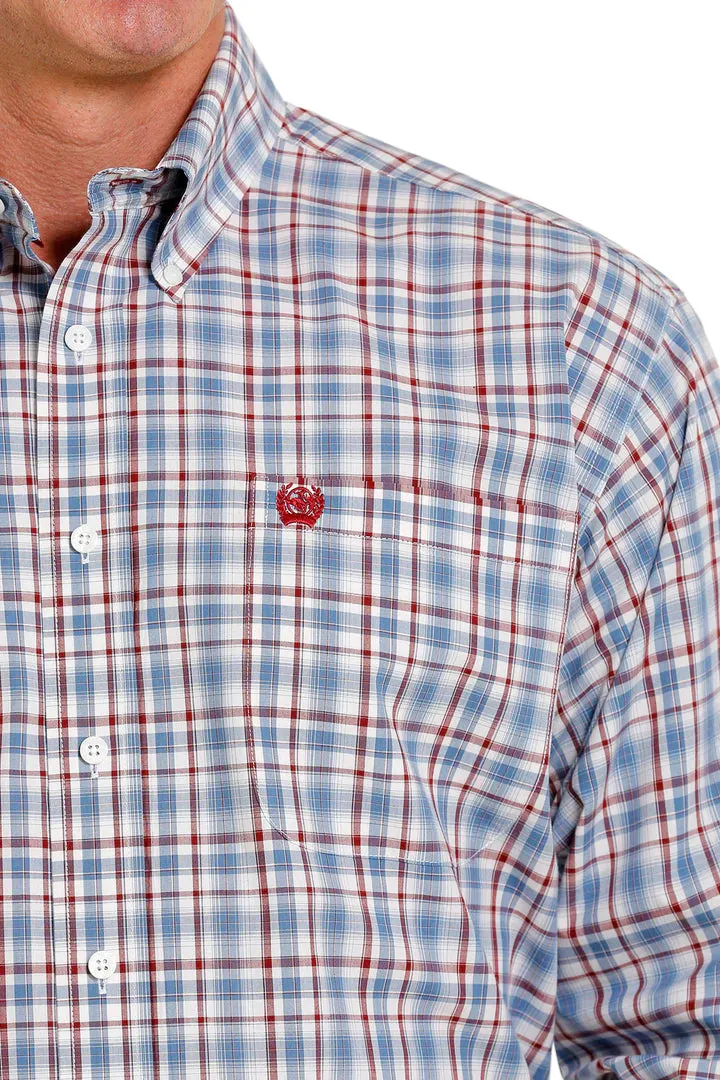 Cinch Men's Long Sleeve Cream Plaid Western Shirt