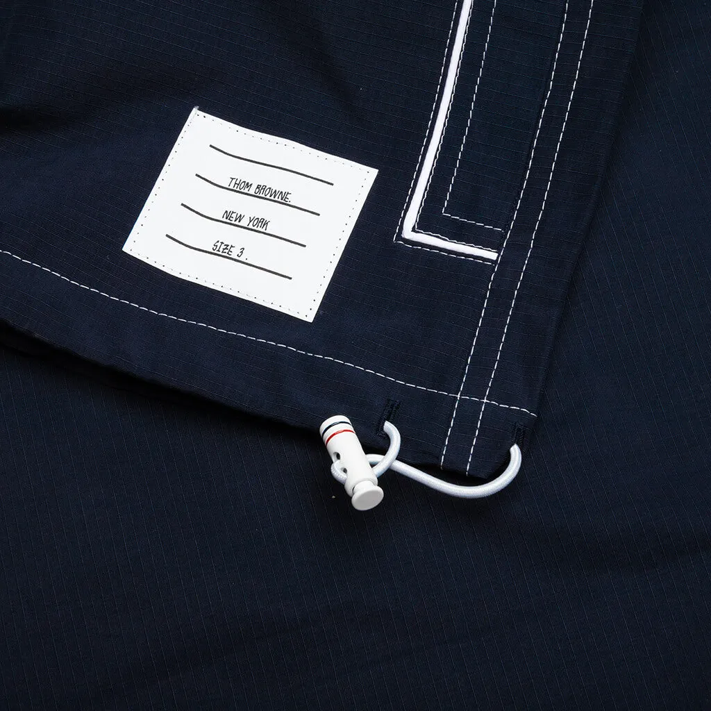 Contrast White Stitching Oversized Zip Up Track Jacket - Navy