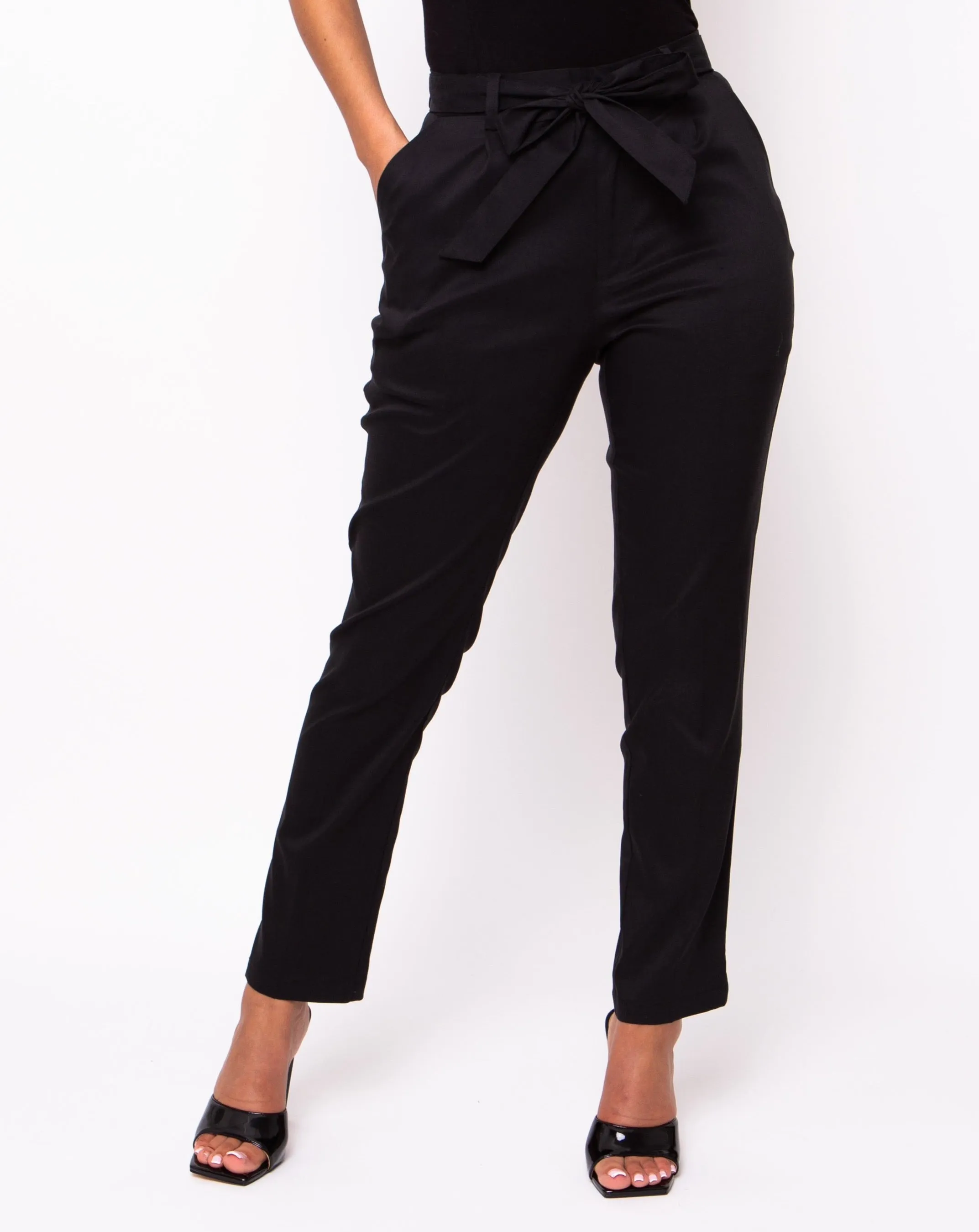 Cosmopolitan Waist Tie-Belt Trousers