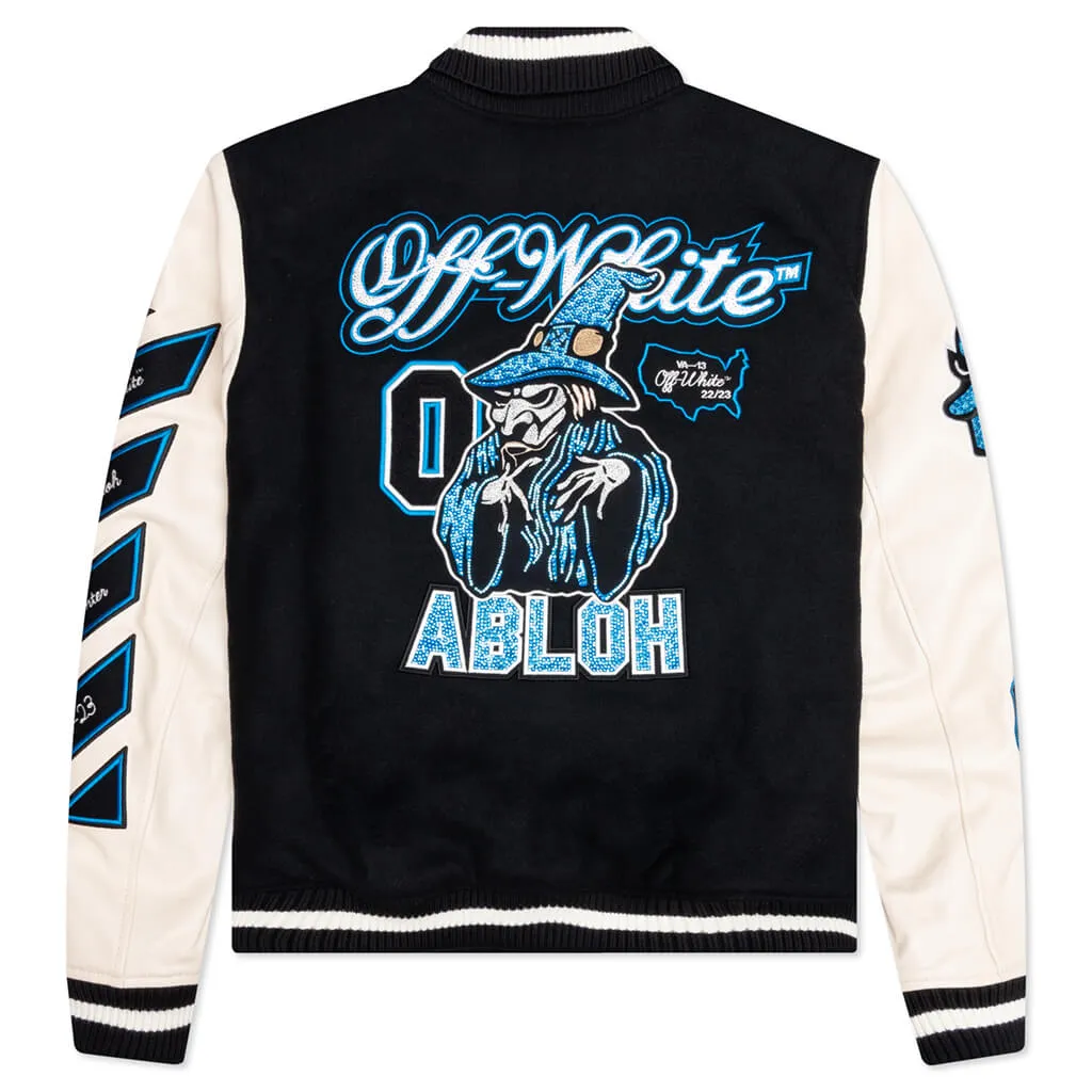 Cryst Graphics Leather Varsity -  Black Peacock