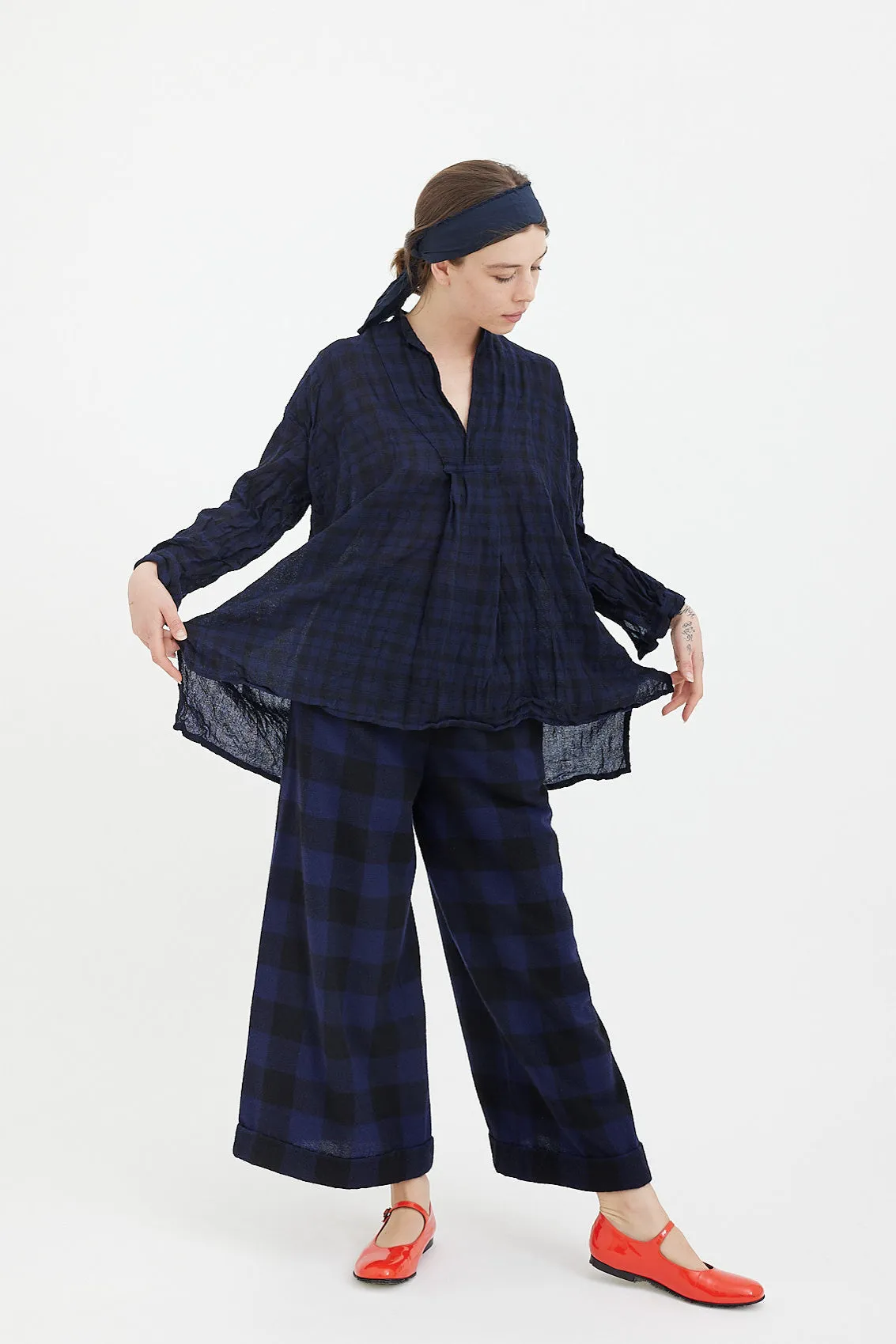 Daniela Gregis - Kora Shirt - Black Blue Tartan