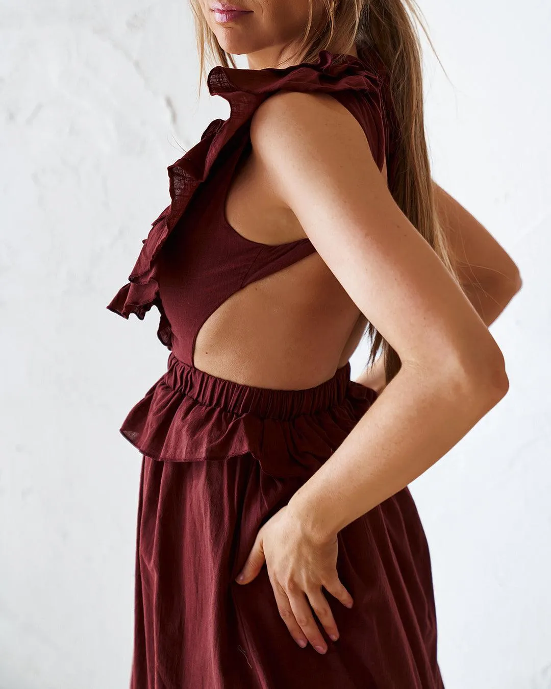 Darina Midi Dress - Burgundy