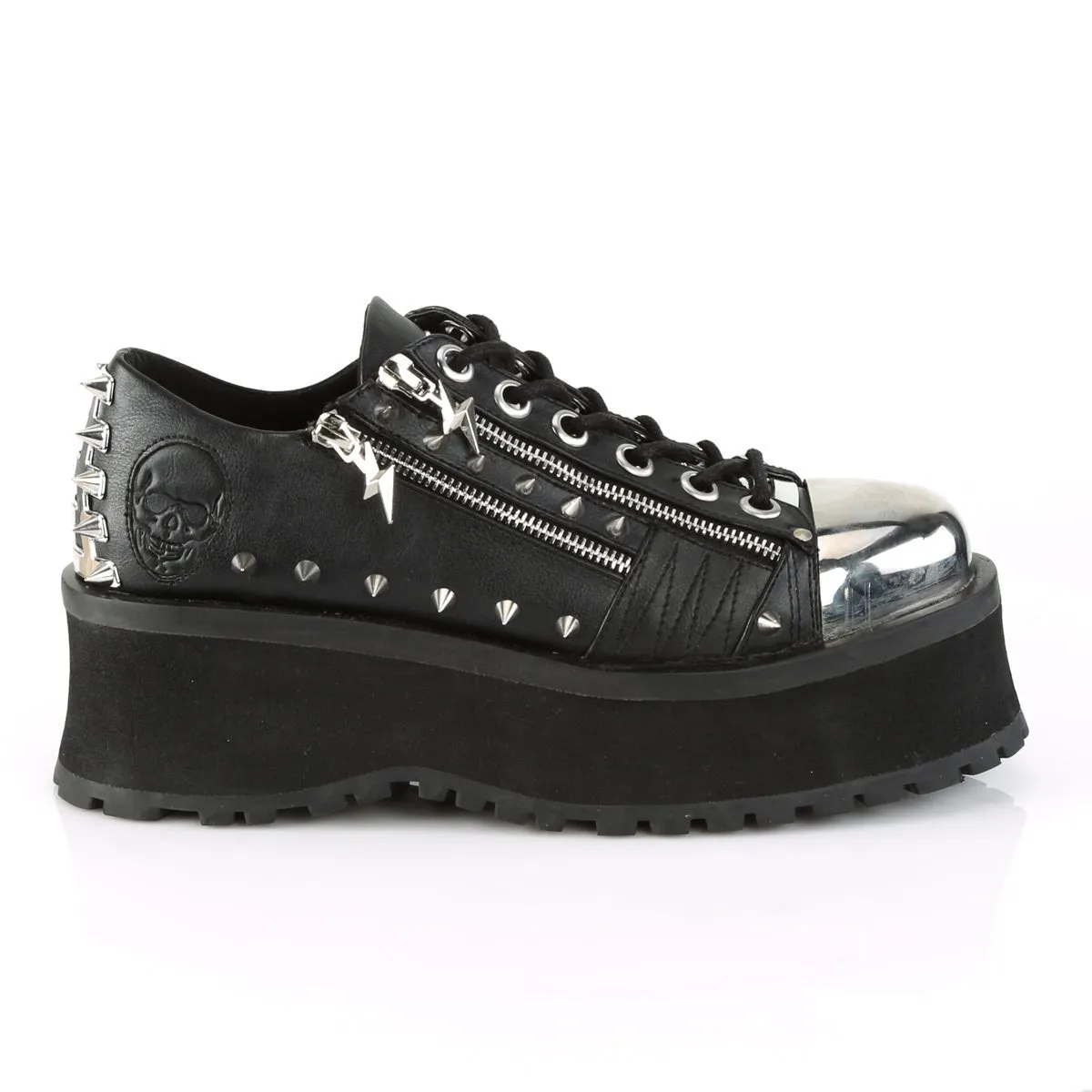 Demonia GRAVEDIGGER-04 | Black Vegan Leather Unisex Shoes