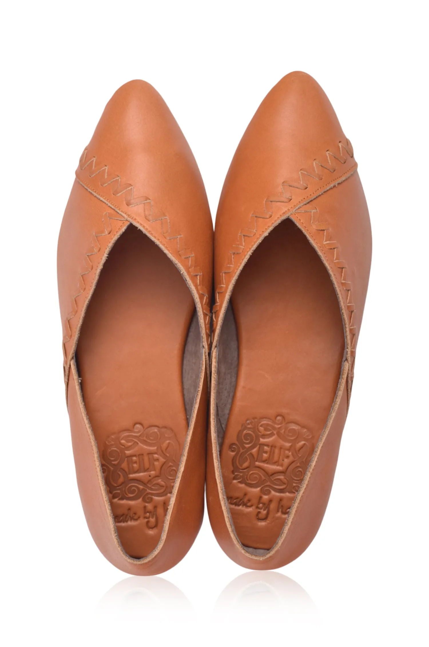 Elle Pointy Toe Leather Ballet Flats (Sz. 6.5 & 7)