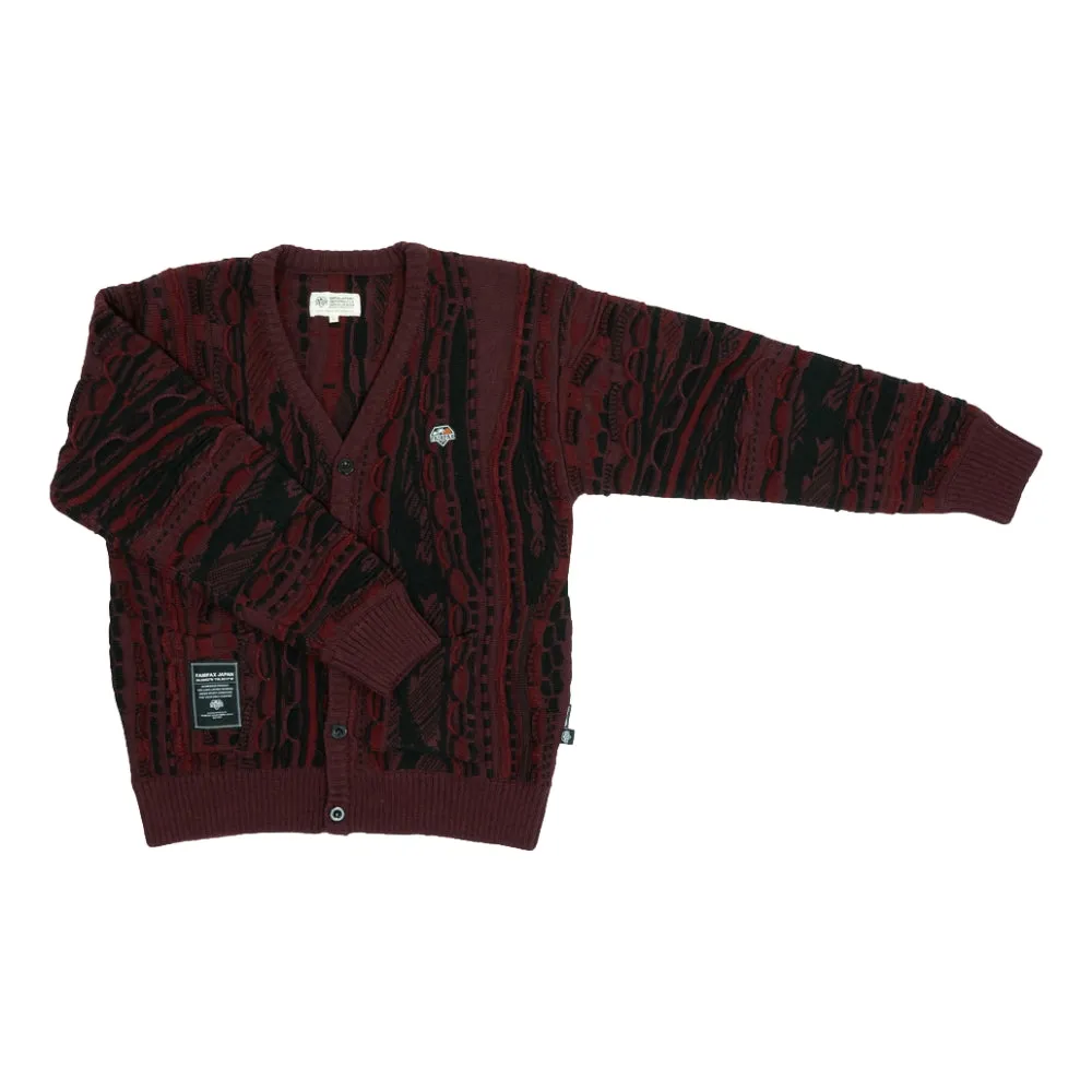 FAIRFAX COOGI PATTERN -  CARDIGAN-BURGUNDY