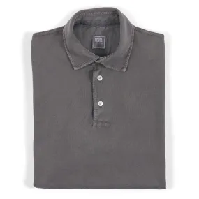 Fedeli Classic Short Sleeve Knitted Piqué Polo Shirt in Stone Grey