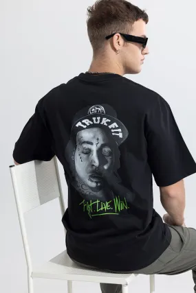 Fight Live Win Black Oversized T-Shirt