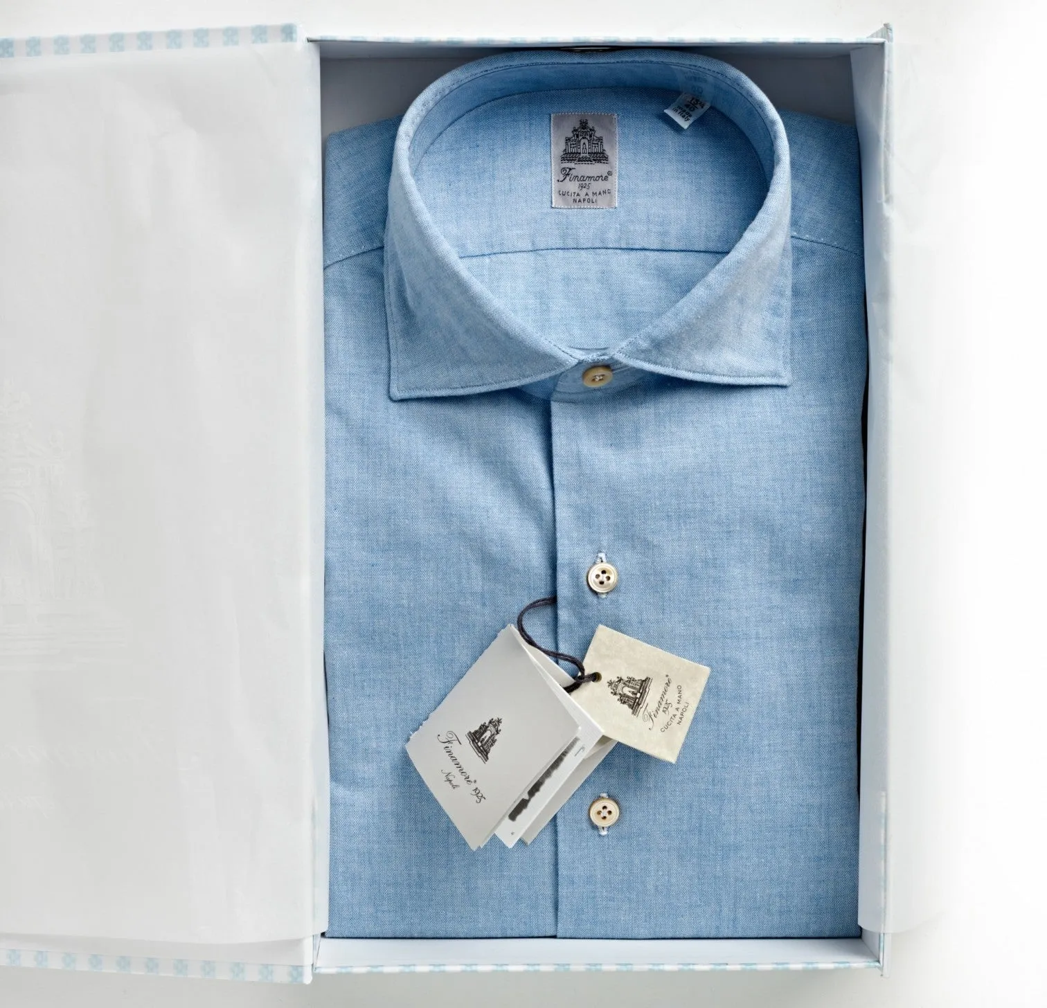 Finamore Pale Blue Chambray Shirt