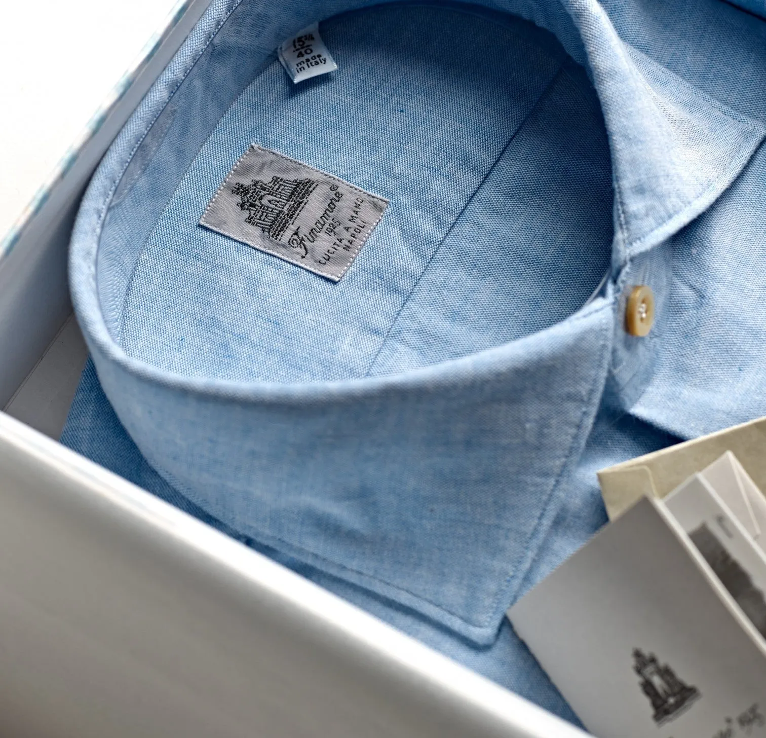 Finamore Pale Blue Chambray Shirt