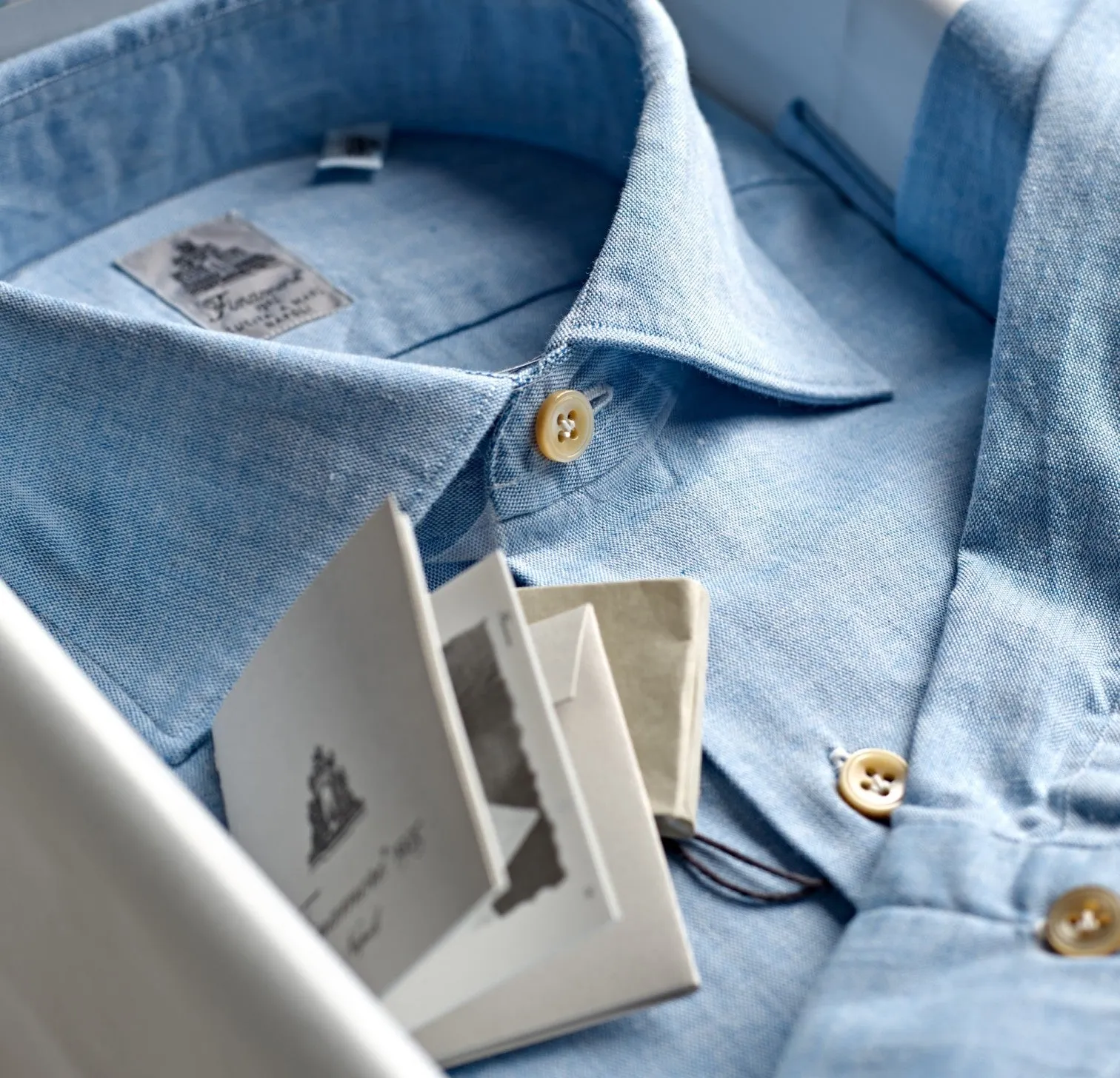 Finamore Pale Blue Chambray Shirt