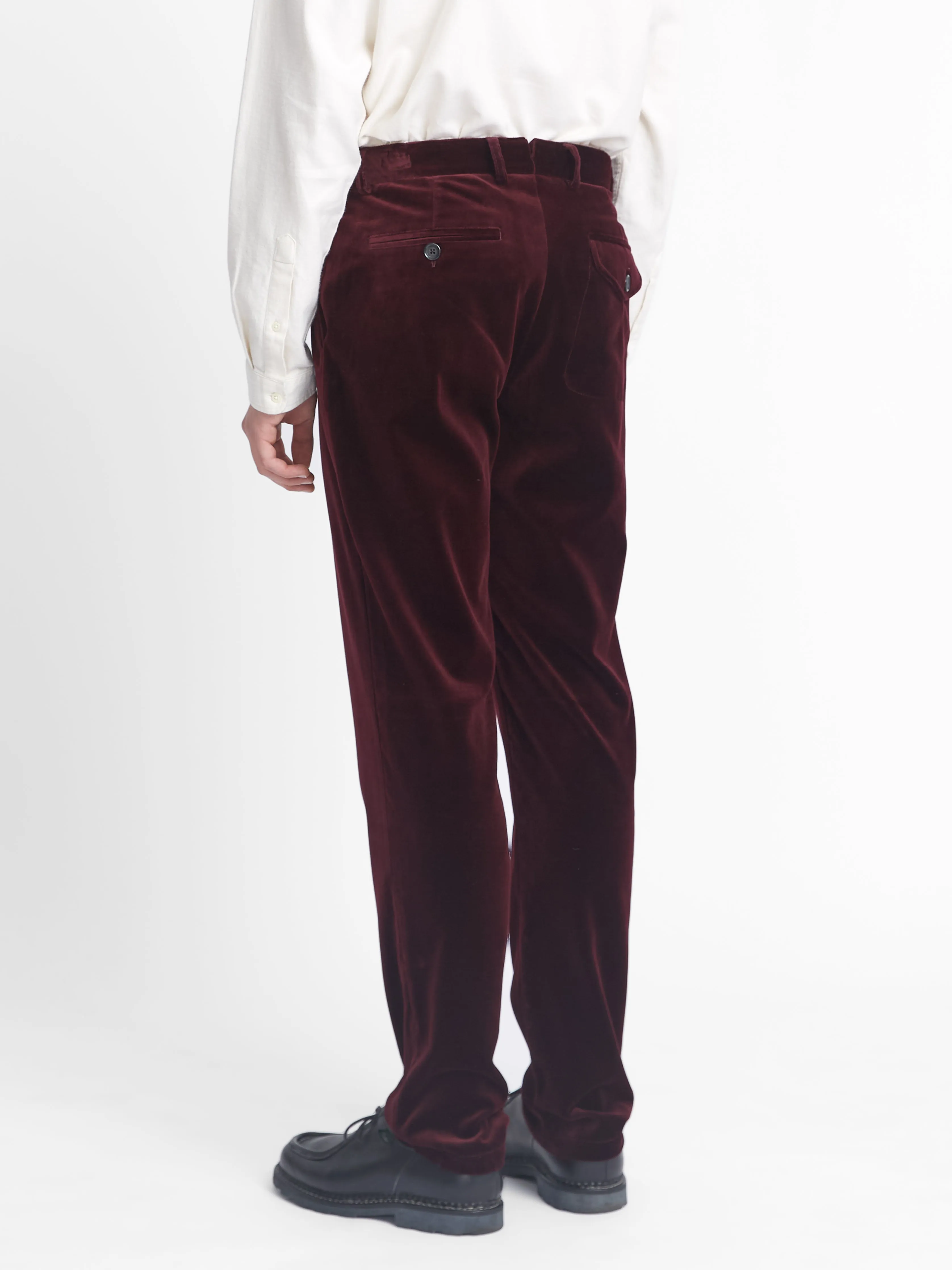 Fishtail Trousers Velvet Burgundy