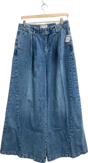 Free People Blue Denim Equinox Wide Leg Jeans  W28"