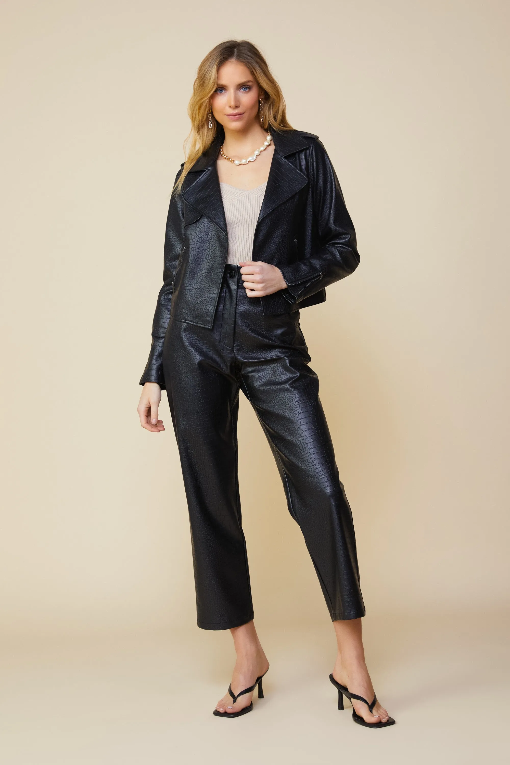 Free to Go Vegan Leather Biker Jacket