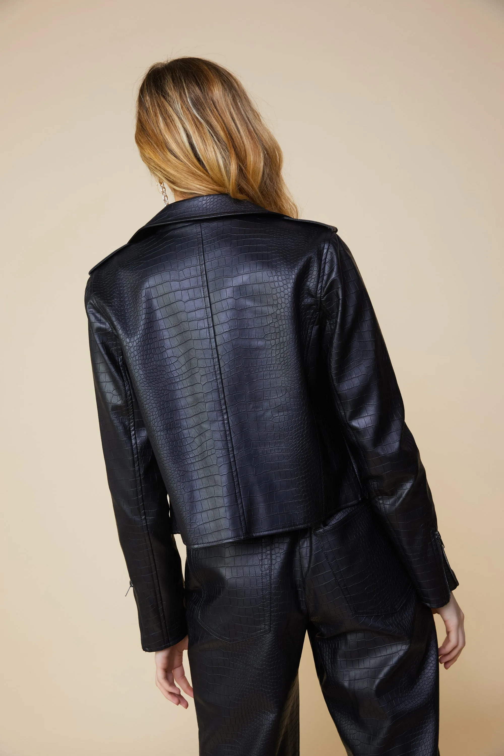 Free to Go Vegan Leather Biker Jacket