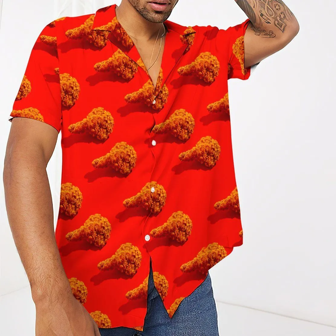 Gearhuman 3D Fried Chicken Hawaii Shirt