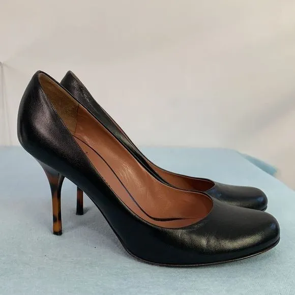 GiuseppeZanottiDesign black pumps with tortoise heels