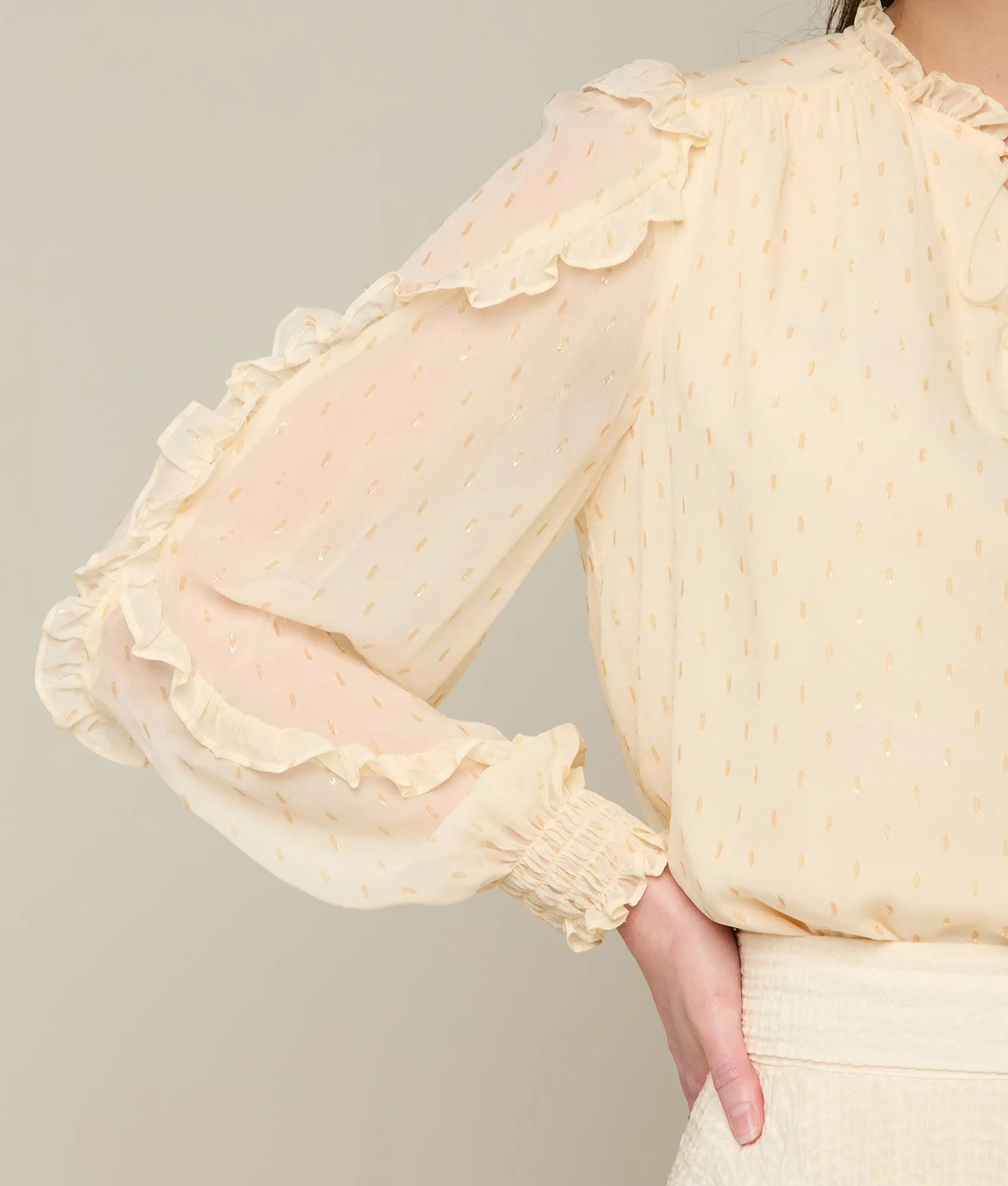 Hadley Long Sleeve Blouse :: Light Tan