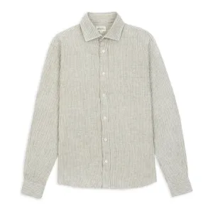 Hartford Paul Linen Stripe Shirt - Army