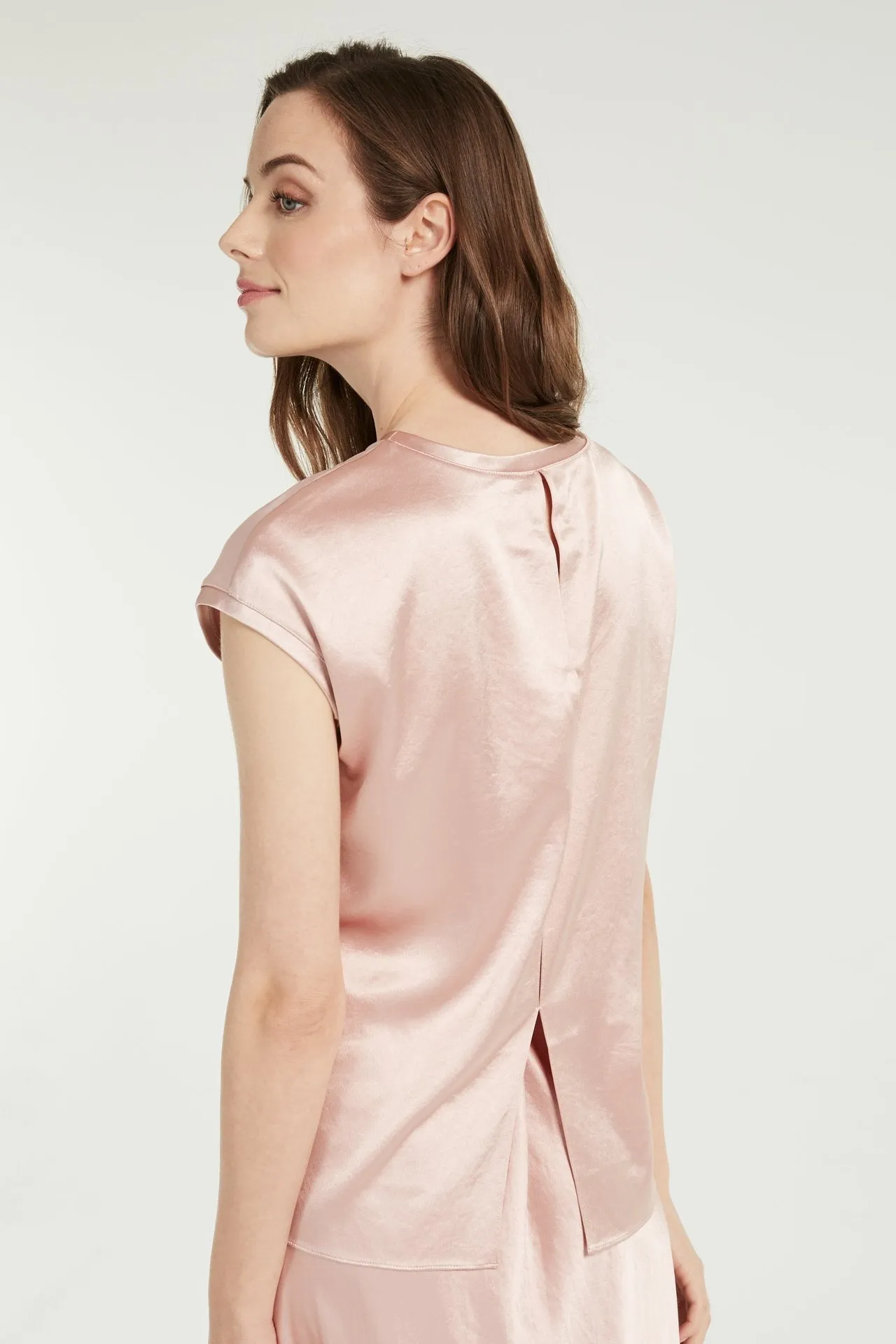 Hayes Hammer Satin Drop Shoulder Top