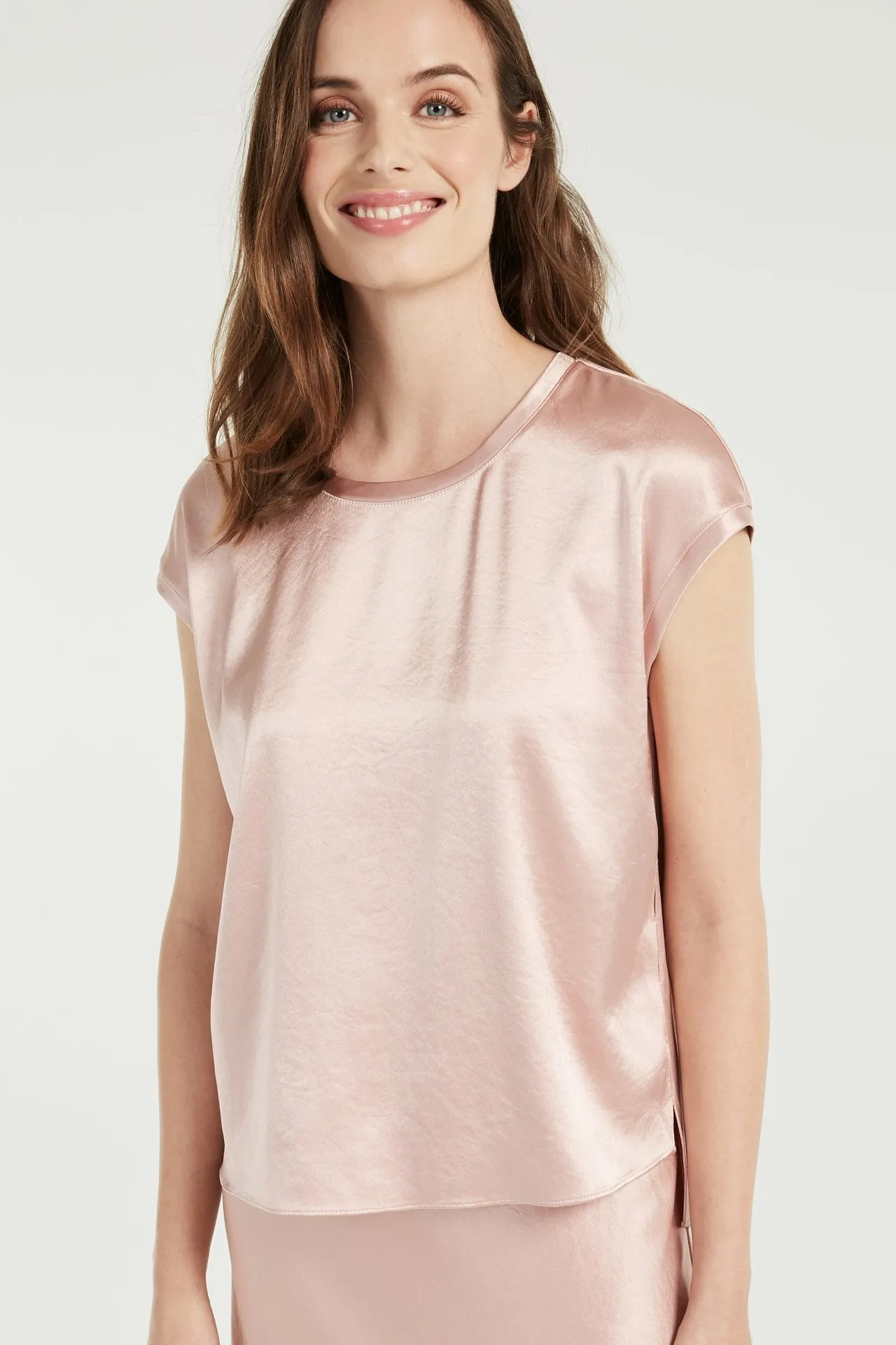 Hayes Hammer Satin Drop Shoulder Top