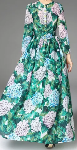 Hydrangea Print Maxi Dress