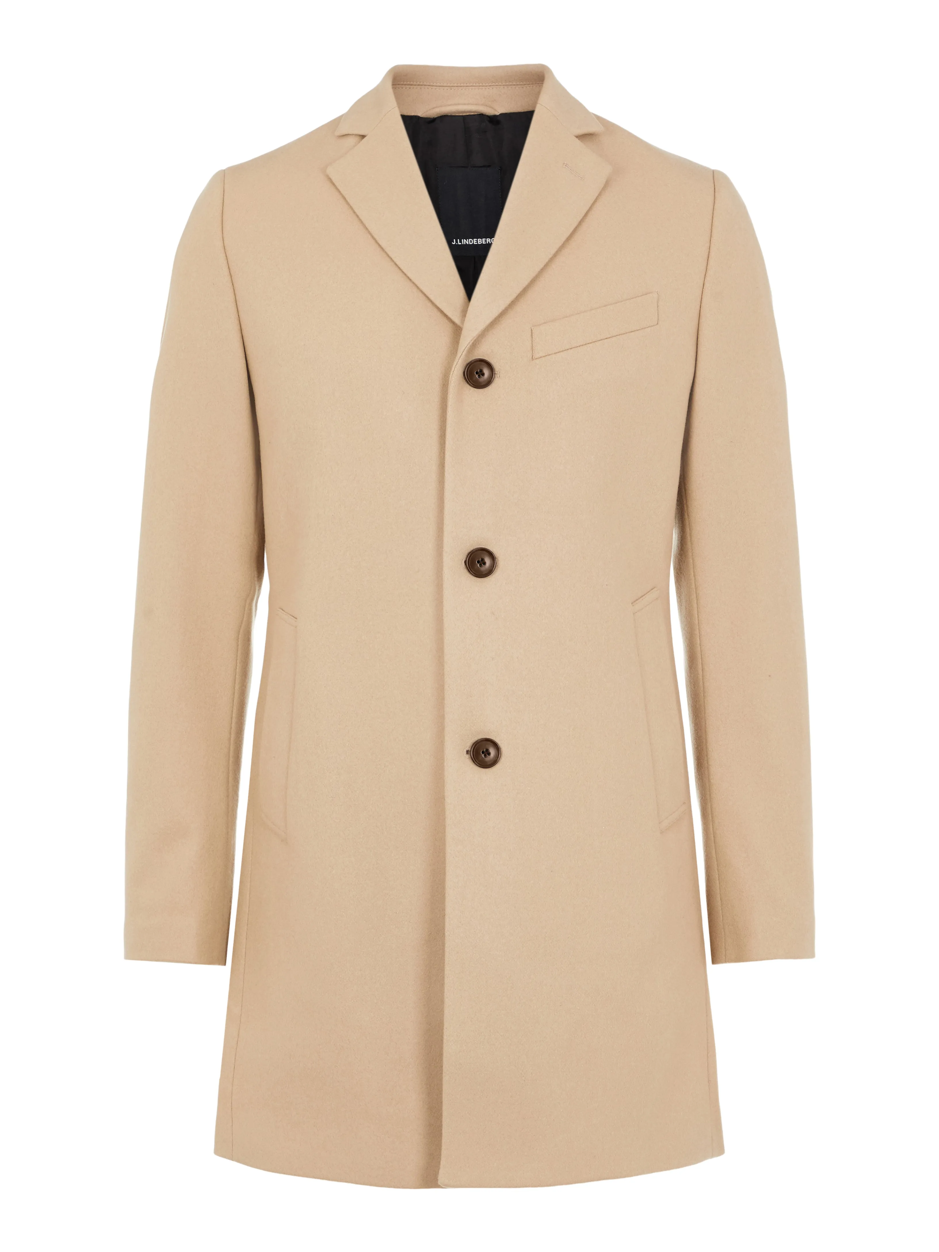 J.Lindeberg Mens Debonair Wolger Wool Coat - SAND