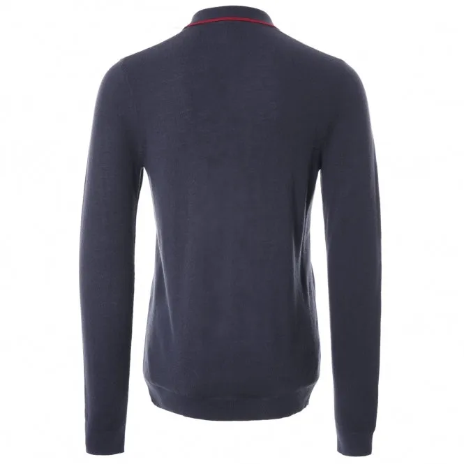 LONG SLEEVE TIPPED LSLV KNITTED SHIRT (DARK CARBON/RED)